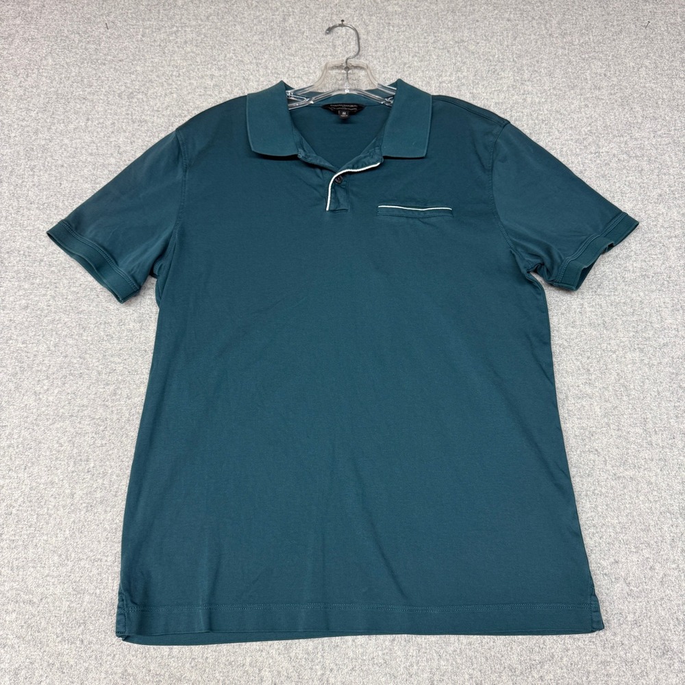 Banana Republic Polo Shirt Medium Teal Luxe Touch Performance Cotton Pocket Mens